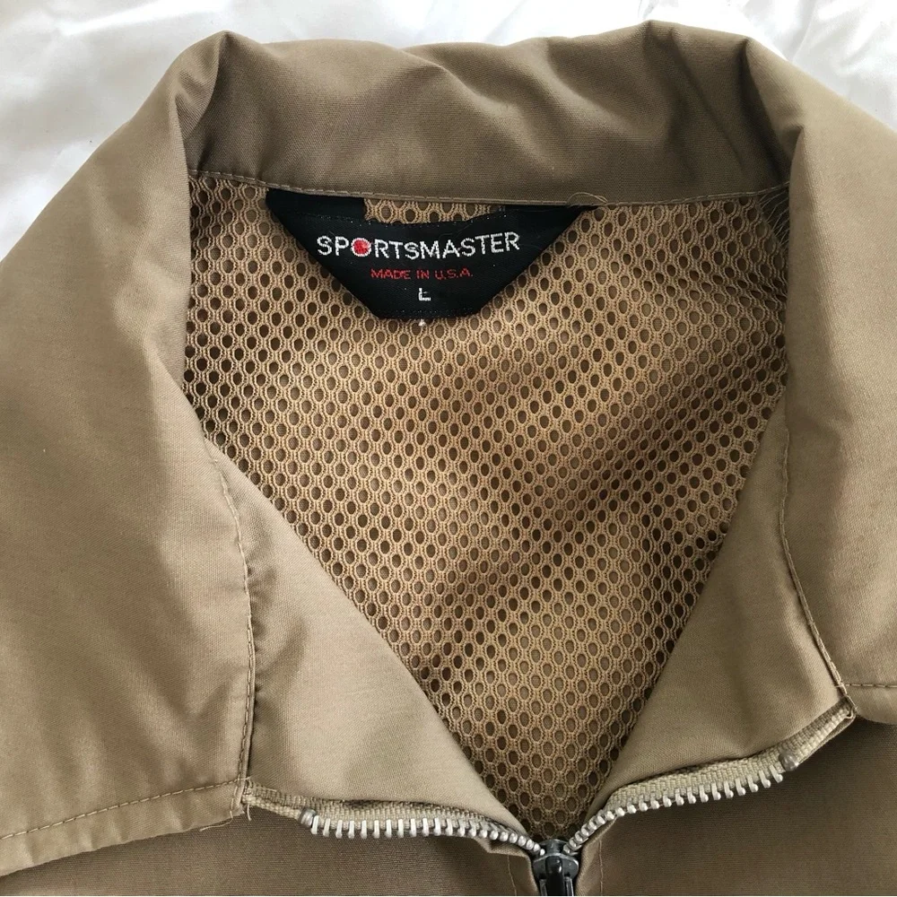 Size L Sportsmaster Vintage Harrington Style Men's Khaki Windbreaker Jacket USA